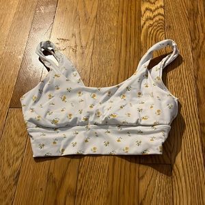 Orange/white floral workout bra
